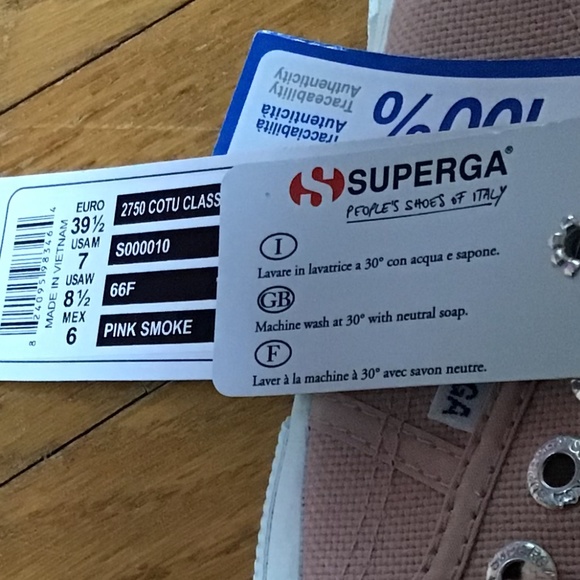 Superga Canvas Pink Rose Laced  Sneakers Size 7 - Picture 6 of 6